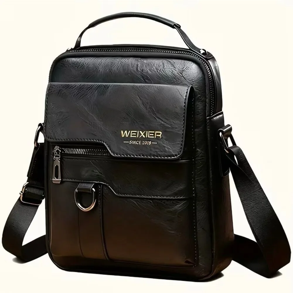 NWT WEIXIER Vintage Black Shoulder Spacious Multi-Pocket Office Travel Men’s Bag